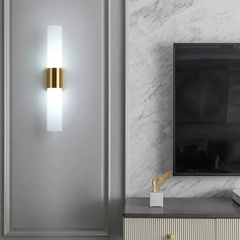 Modern gold acrylic cylinder wall lamp for bedroom