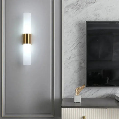 Modern gold acrylic cylinder wall lamp for bedroom