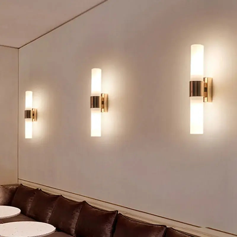 Modern gold acrylic cylinder wall lamp for bedroom