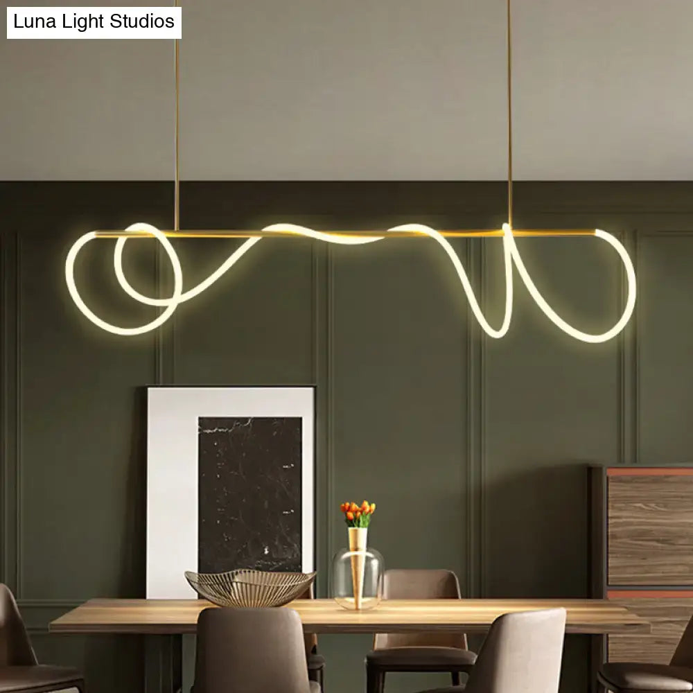 Minimalist gold tube suspension light kitchen island pendant