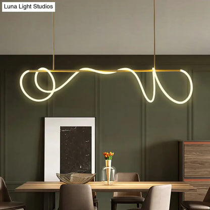 Minimalist gold tube suspension light kitchen island pendant