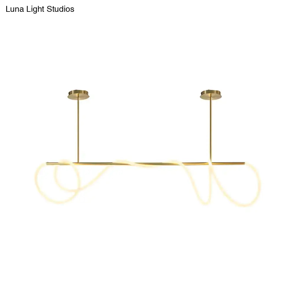 Minimalist gold tube suspension light kitchen island pendant