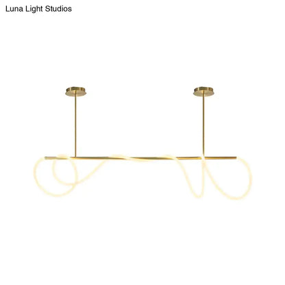 Minimalist gold tube suspension light kitchen island pendant