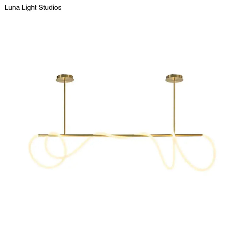 Minimalist gold tube suspension light kitchen island pendant