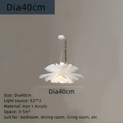 Elegant white lotus acrylic flower pendant light for dining room