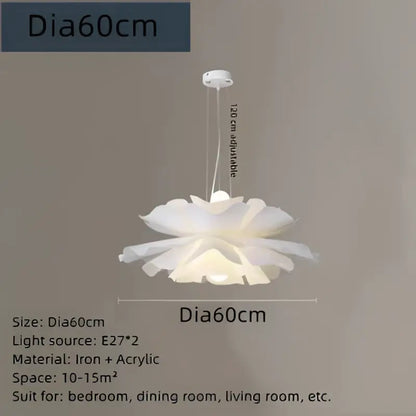 Elegant white lotus acrylic flower pendant light for dining room