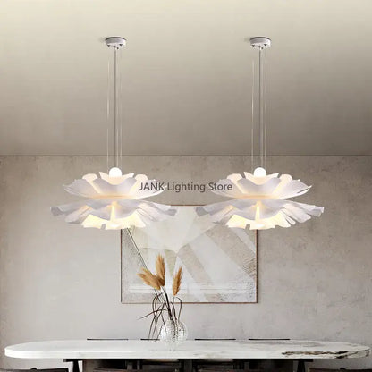 Elegant white lotus acrylic flower pendant light for dining room