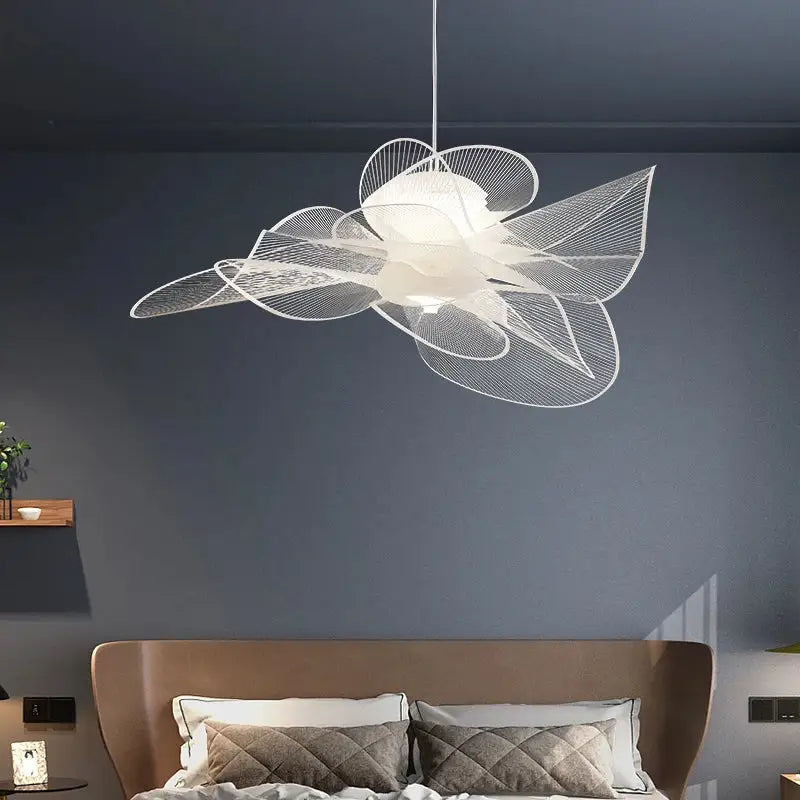 White acrylic flower chandelier dining room pendant light