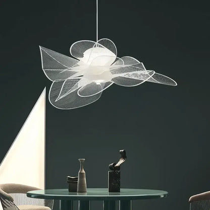 White acrylic flower chandelier dining room pendant light