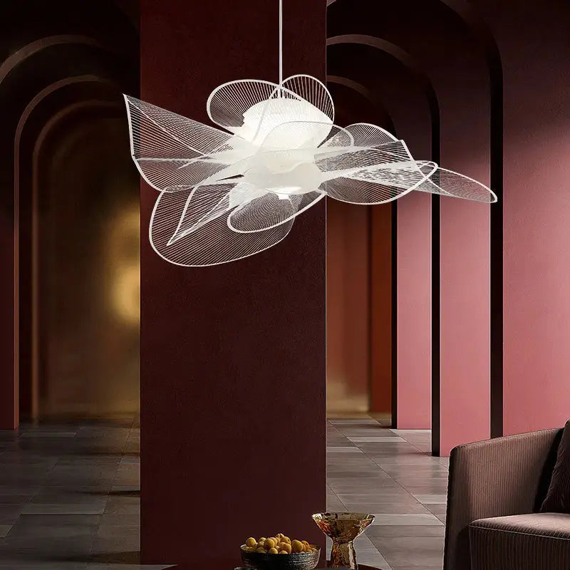 White acrylic flower chandelier dining room pendant light