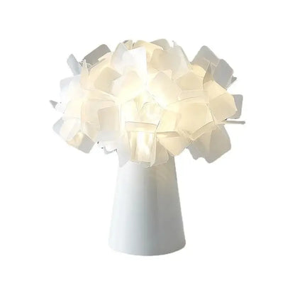 White acrylic flower led table lamp for bedroom lighting