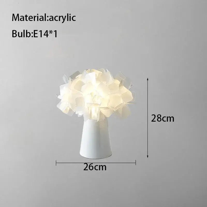 White acrylic flower led table lamp for bedroom lighting