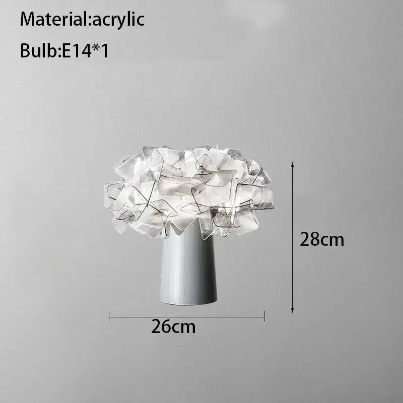 White acrylic flower led table lamp for bedroom lighting