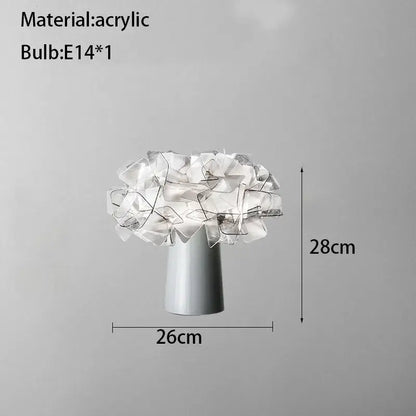 White acrylic flower led table lamp for bedroom lighting