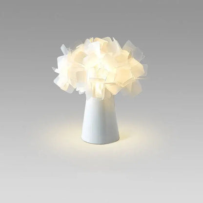 White acrylic flower led table lamp for bedroom lighting