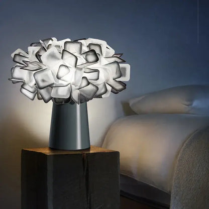 White acrylic flower led table lamp for bedroom lighting