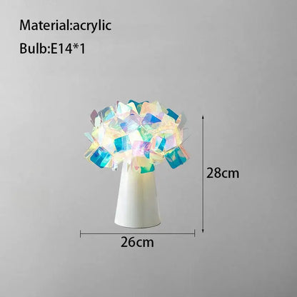 White acrylic flower led table lamp for bedroom lighting