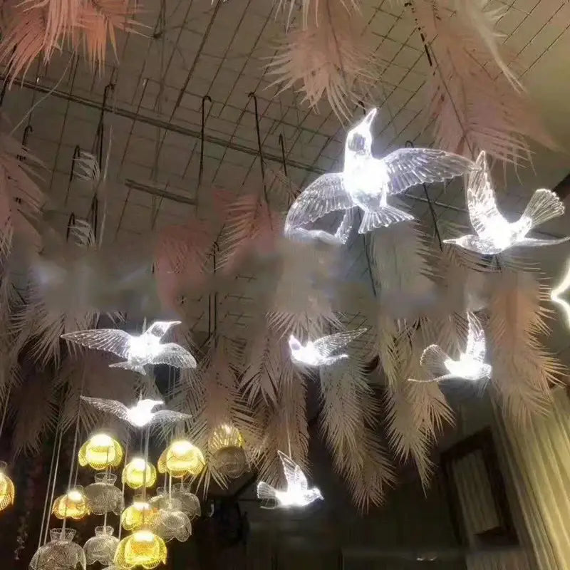 Modern acrylic flying birds led hanging lights for wedding stage decor