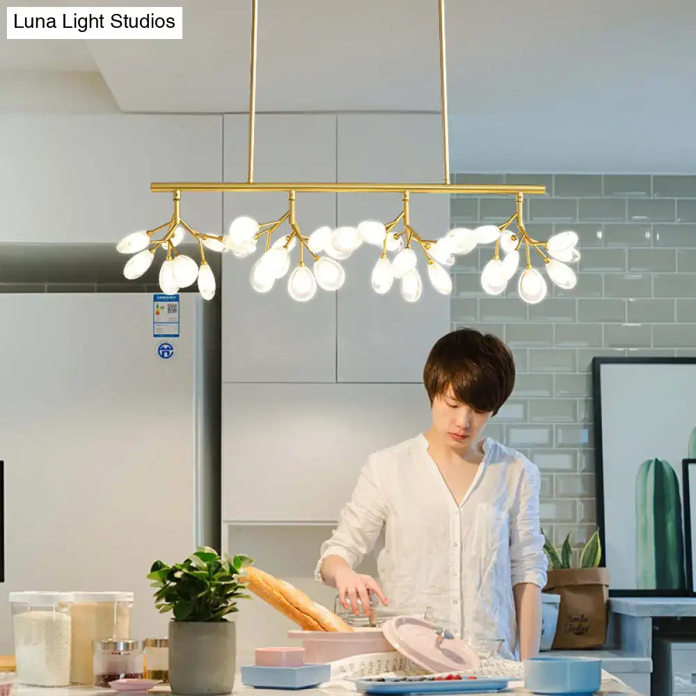 Modern rose gold branch island lighting fixture dining room