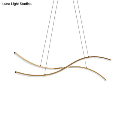 Modern gold linear island pendant – kitchen led chandelier light