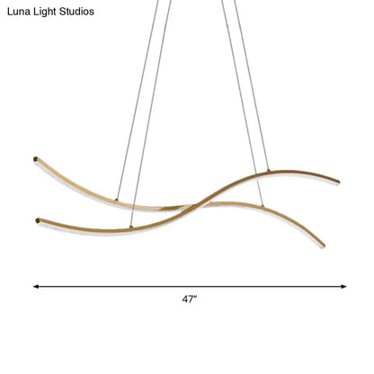 Modern gold linear island pendant – kitchen led chandelier light
