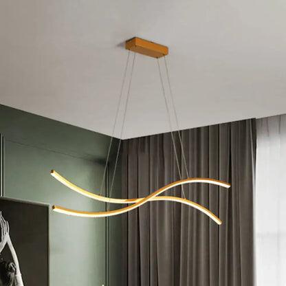 Modern gold linear island pendant – kitchen led chandelier light