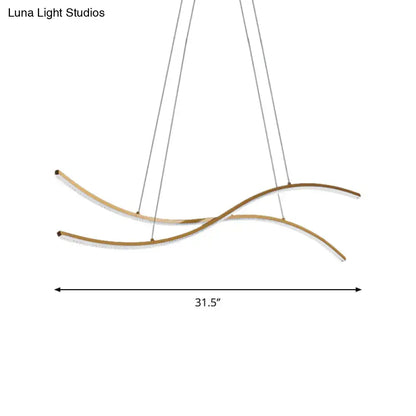 Modern gold linear island pendant – kitchen led chandelier light