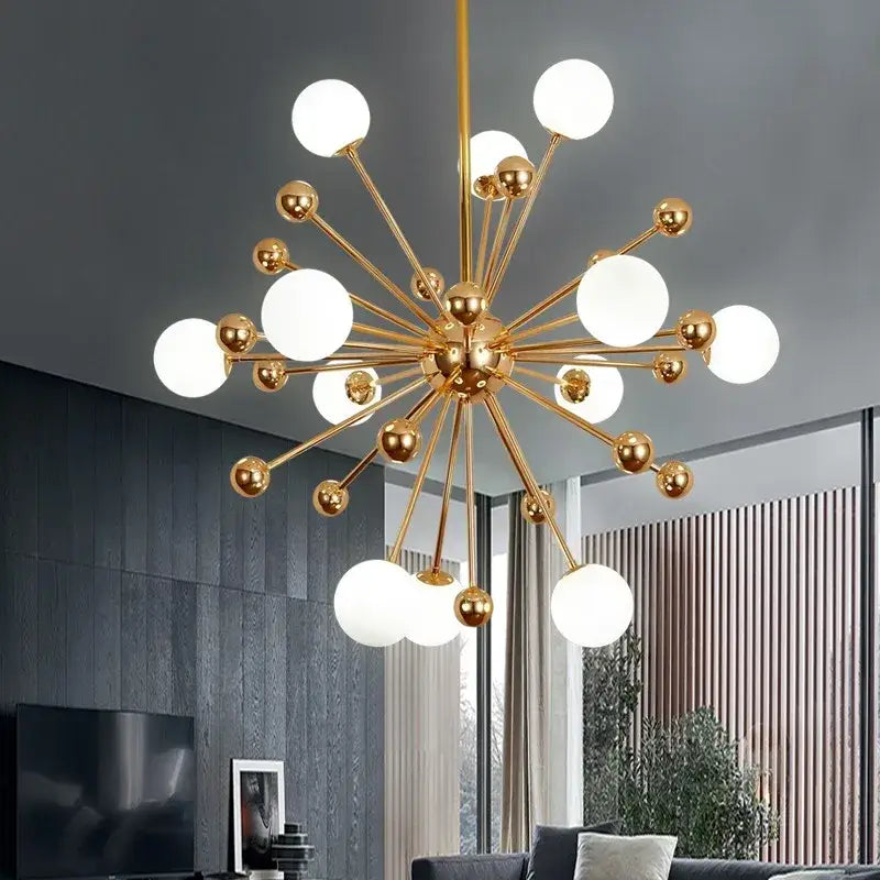 acrylic molecule chandelier gold dining room globe lamp
