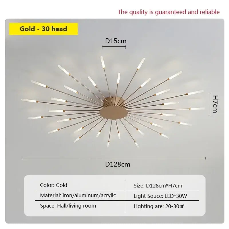 acrylic sunflower ceiling lamp gold starburst living room