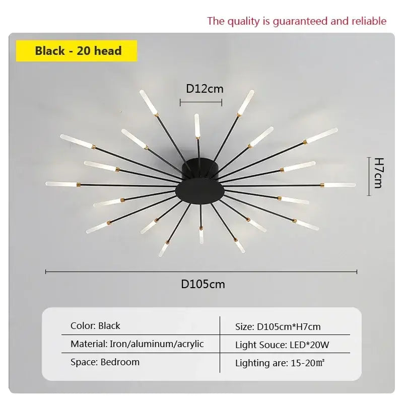 acrylic sunflower ceiling lamp gold starburst living room