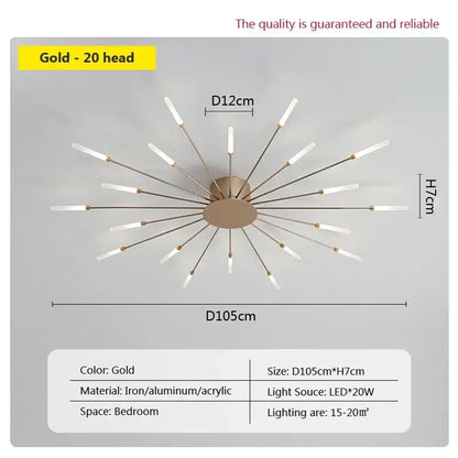 acrylic sunflower ceiling lamp gold starburst living room
