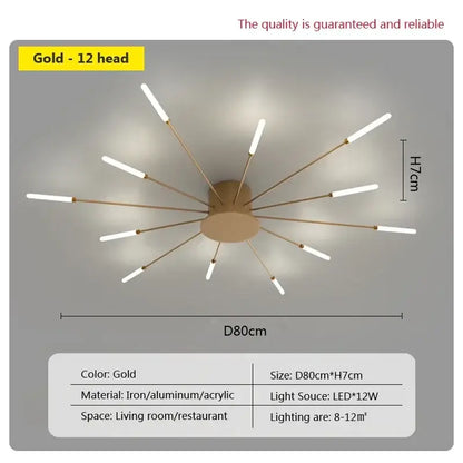acrylic sunflower ceiling lamp gold starburst living room