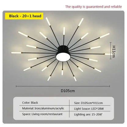 acrylic sunflower ceiling lamp gold starburst living room