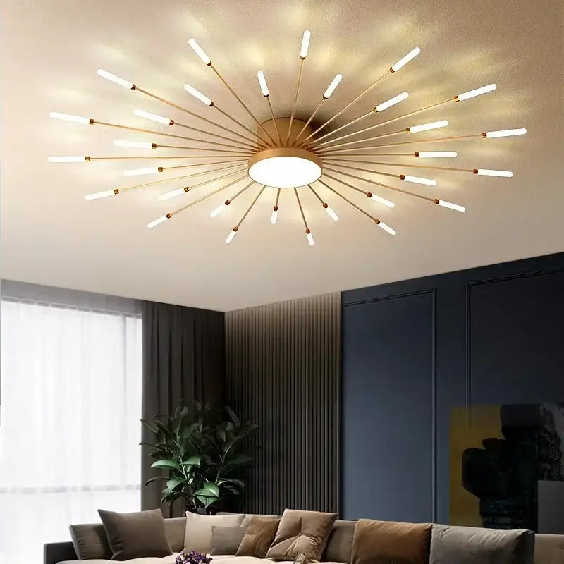 acrylic sunflower ceiling lamp gold starburst living room