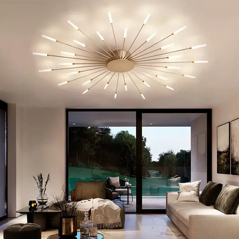 acrylic sunflower ceiling lamp gold starburst living room