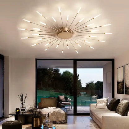 acrylic sunflower ceiling lamp gold starburst living room