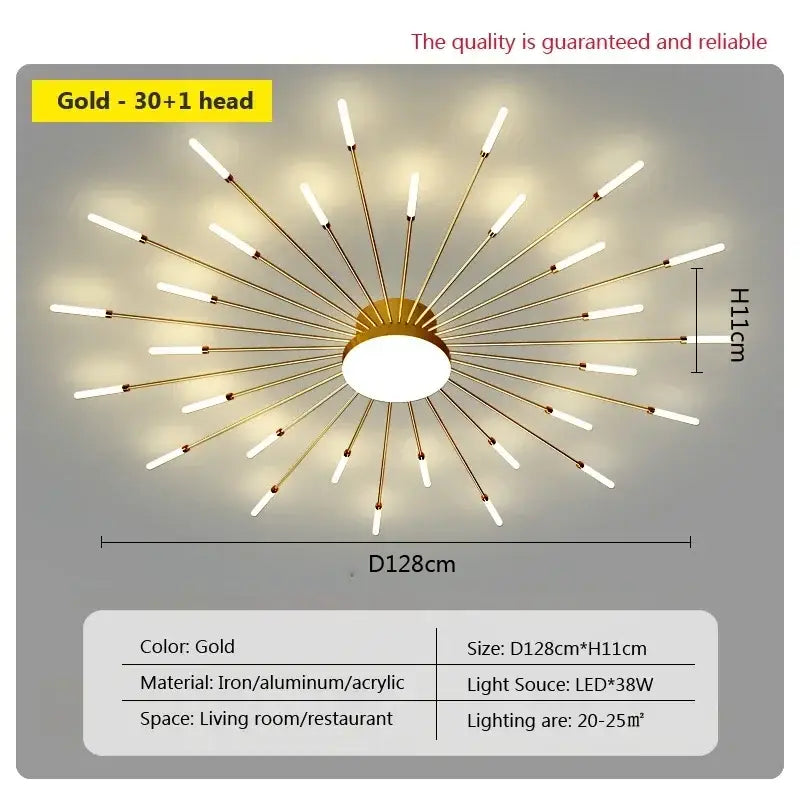 acrylic sunflower ceiling lamp gold starburst living room