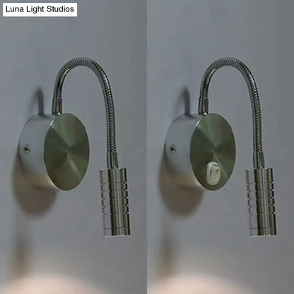 Modern chrome gooseneck cylinder wall mount reading lamp bedroom