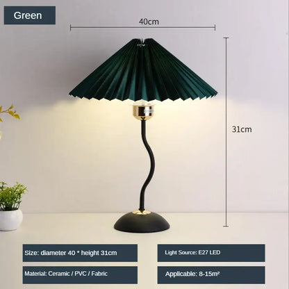 adjustable pleated table lamp cream & gold bedroom light
