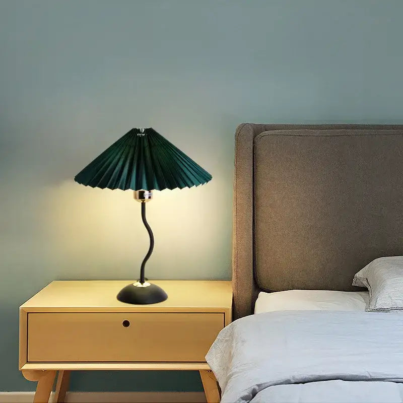 adjustable pleated table lamp cream & gold bedroom light