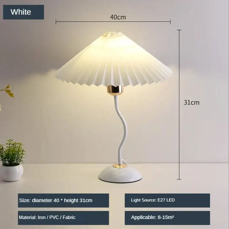 adjustable pleated table lamp cream & gold bedroom light