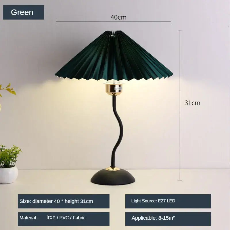 adjustable pleated table lamp cream & gold bedroom light