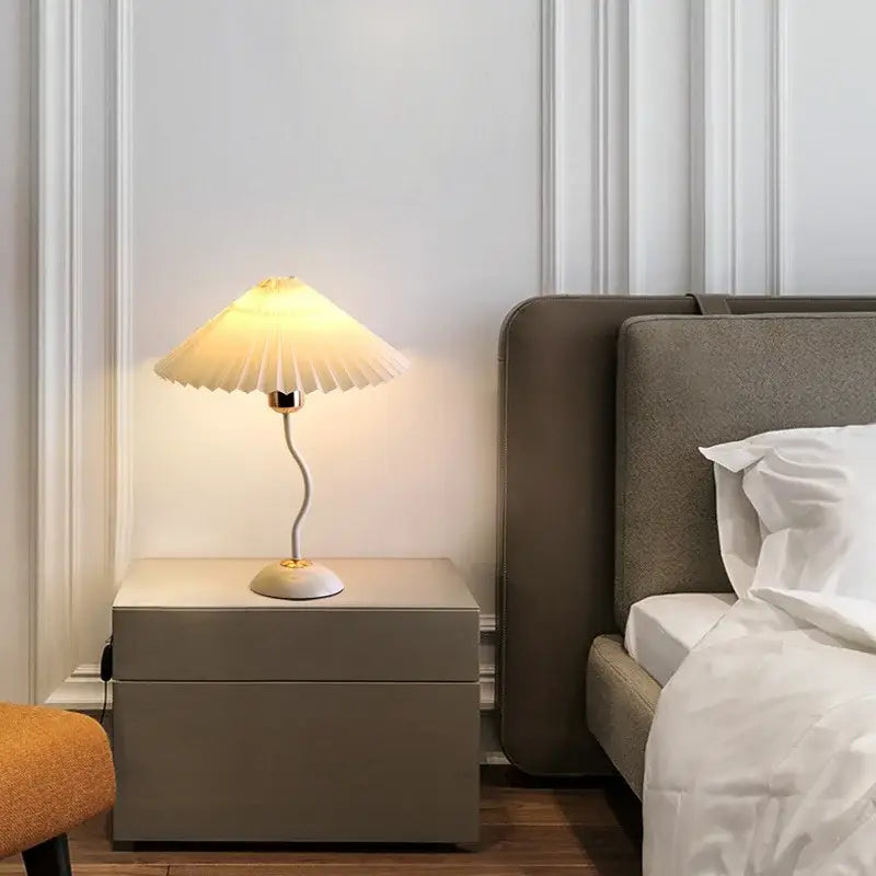 adjustable pleated table lamp cream & gold bedroom light