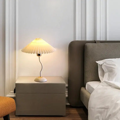 adjustable pleated table lamp cream & gold bedroom light