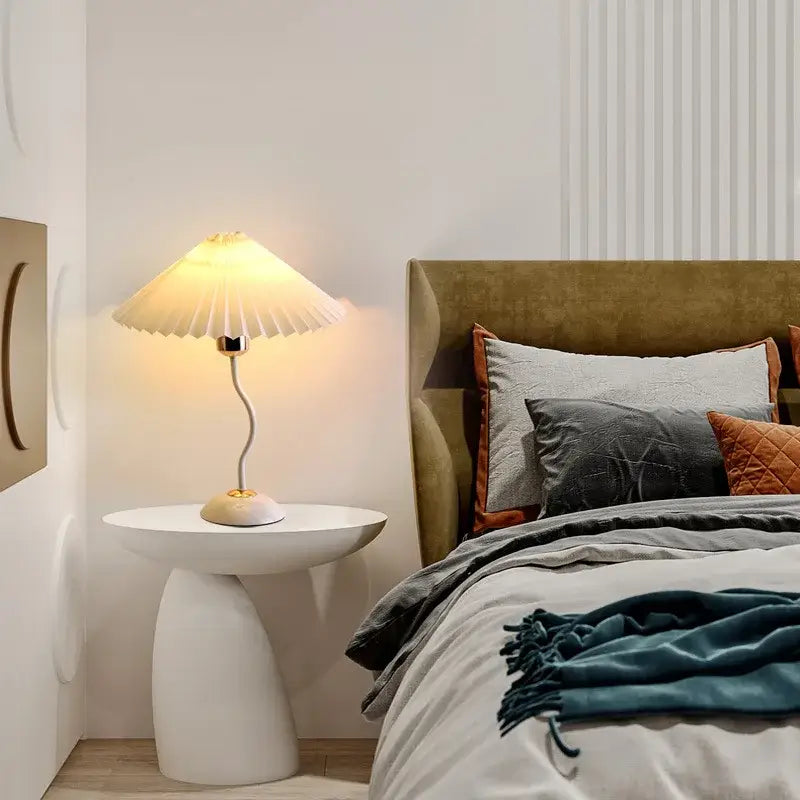 adjustable pleated table lamp cream & gold bedroom light