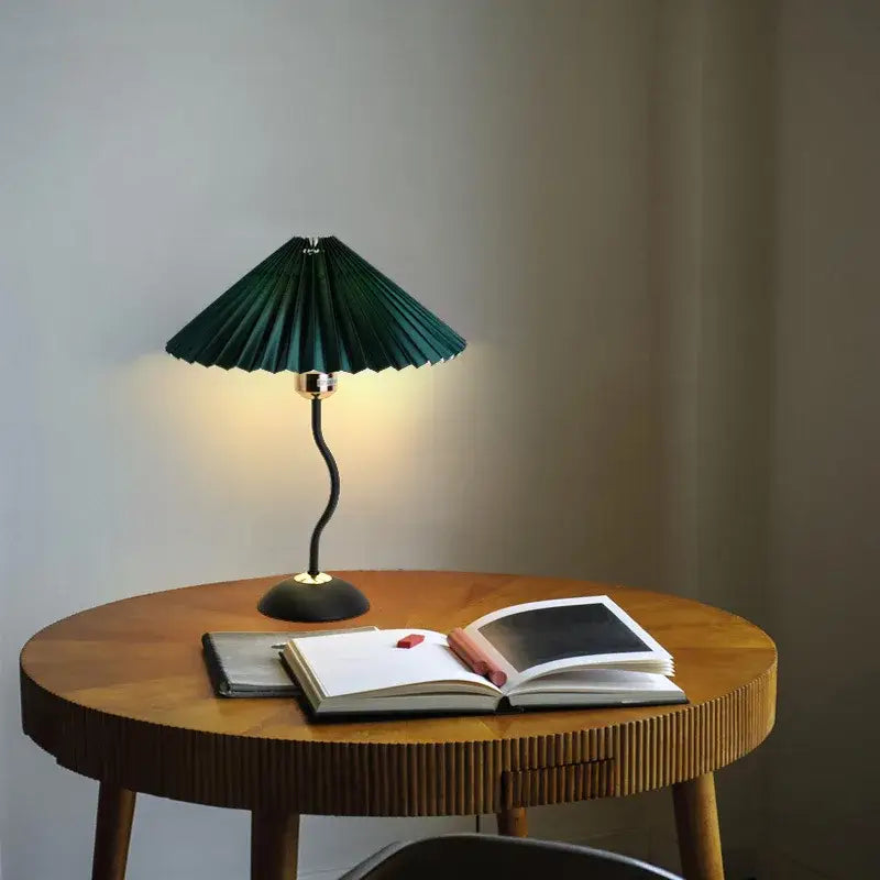 adjustable pleated table lamp cream & gold bedroom light
