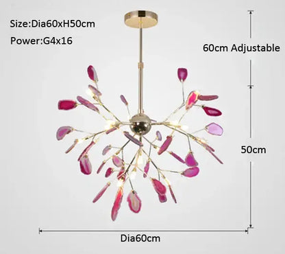 agate branch chandelier gold glass dining room light