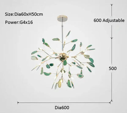 agate branch chandelier gold glass dining room light