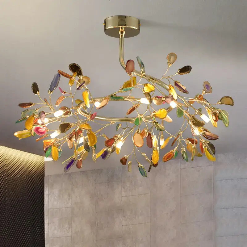 Decorbites agate branch chandelier gold glass dining room light