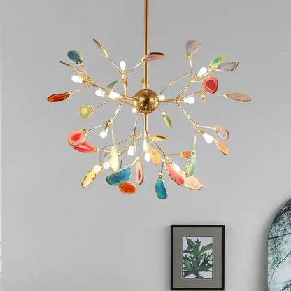agate branch chandelier gold glass dining room light
